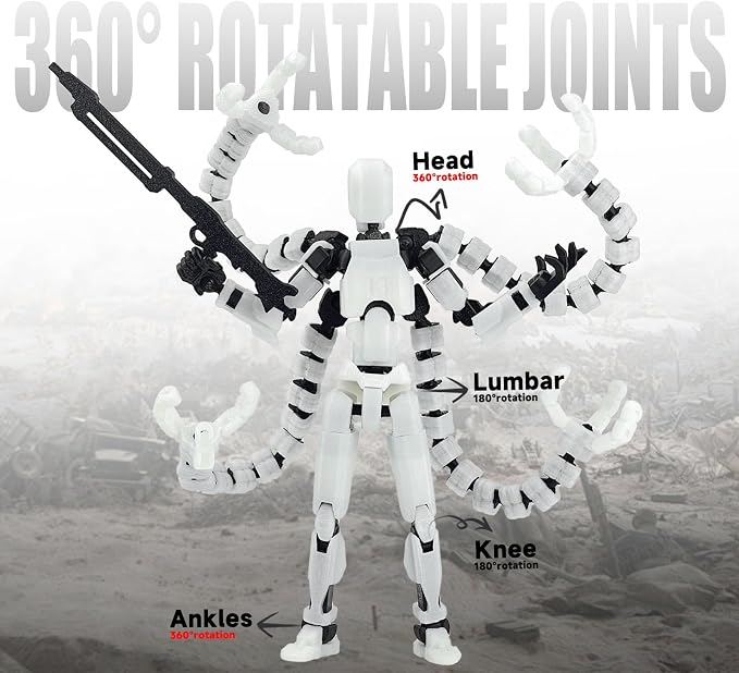 T13 Already Assembled Action Figure Accessories,T13 Multi-Jointed Movable,for Collectors Desktop Decorations t-13 Movability 3D Printed Toys (Luminous, 7.2inch)