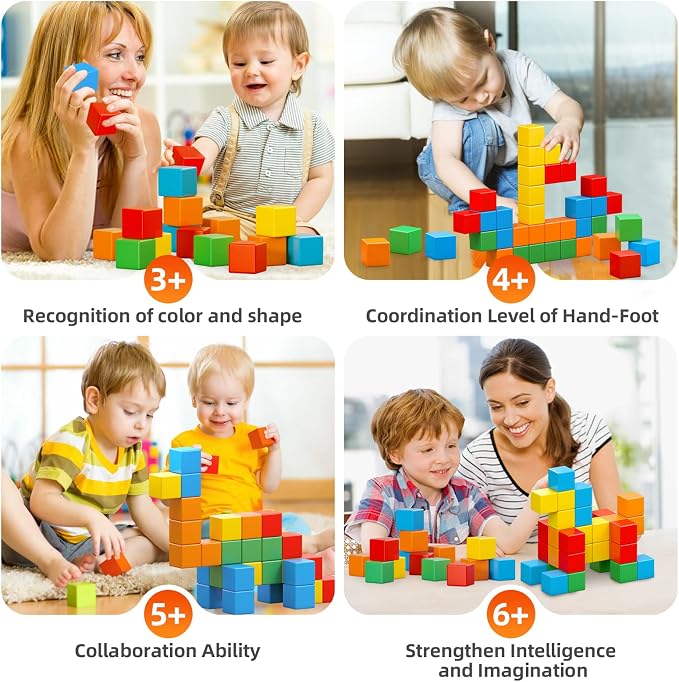 Magnetic Blocks, 1.41 inch Large Magnetic Building Blocks for Toddlers 3 4 5 6 7 8 Years Old Boys Girls, 3D Magneti Cubes for Kids,Montessori Toys Sensory STEM Education Preschool Magnet Toys 1-3Gift