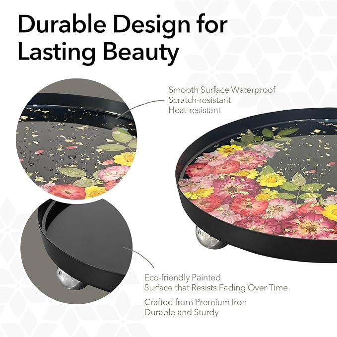 Auraeve All-in-One Resin Tray Craft Kit for Adults, Black-Basic, 9.8" | 55Pcs Real Flowers, 10OZ Epoxy Resin, Metal Tray, Gift for Craft Lovers, Trinket Organizer, Décor