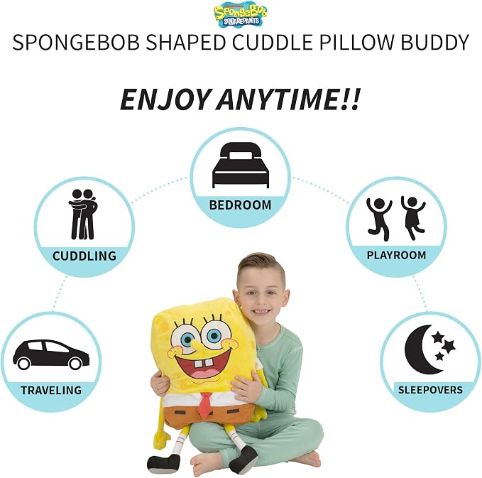 Spongebob Kids Bedding Super Soft Plush Cuddle Pillow Buddy, One Size, By Franco