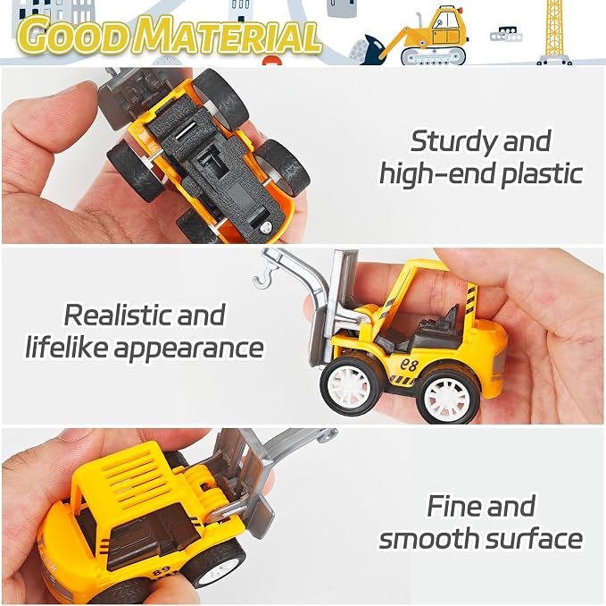 OJYUDD 12 Pcs Mini Construction Vehicles,Pull Back Engineering Vehicles,Play Figure Vehicles Toys for Birthday Party Favors,Gifts,Rewards