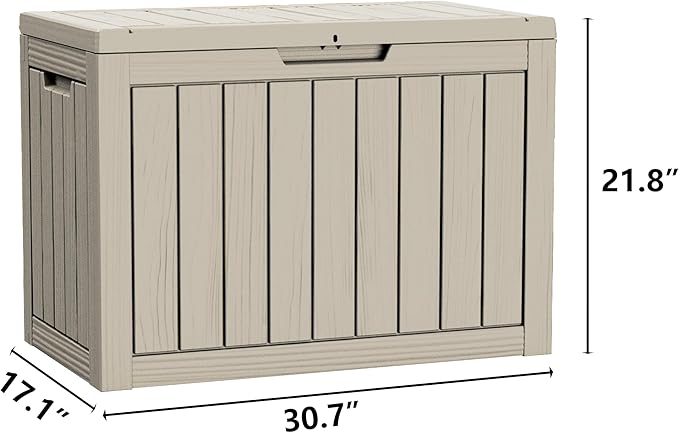 45GAL Brown Outdoor Storage Deck Box with Lock Hole- Waterproof, SGS - Tested UV Protection, Perfect for Storing Patio Pillows and Pool Floats, Sturdy Design for All - Weather Use