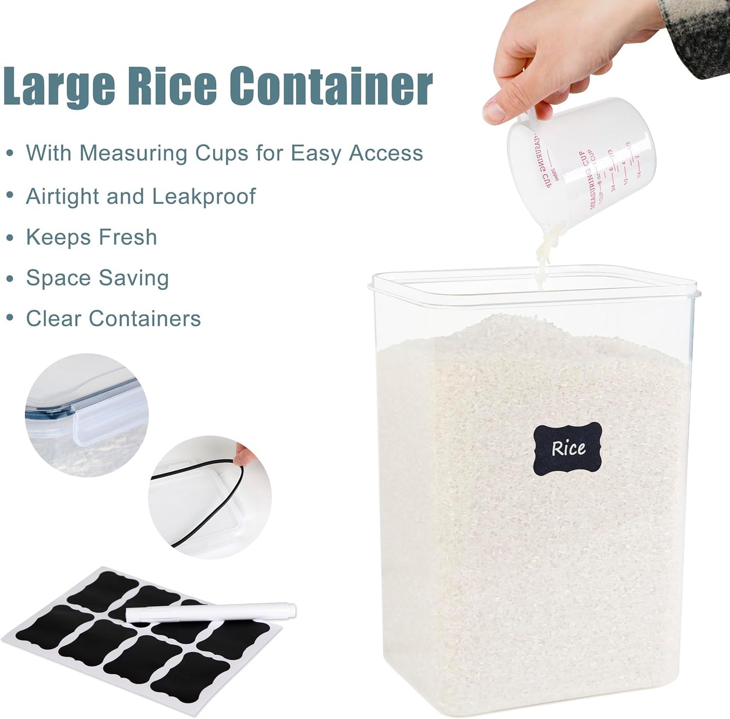 2 PC Flour Sugar Storage Containers (8.5L | 287 Oz) Extra Large Food Storage Containers with Lids - Airtight Leakproof BPA FREE Flour Container for Rice, Cereal, Sugar