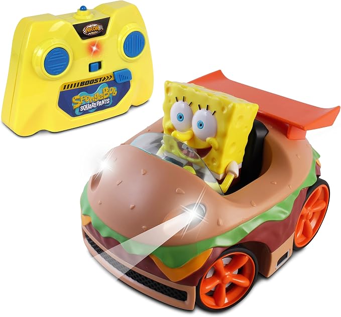 NKOK Remote Control Krabby Patty with Spongebob Vehicle, Full Function RC Vehicle, Working Lights, Has Radio Control & Turbo Boost, Great Item for Kids, Ages 6 and up