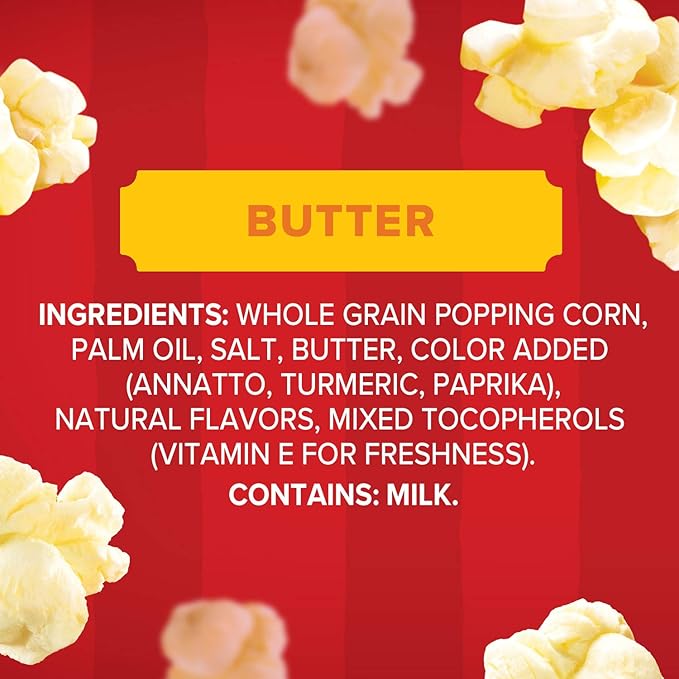 Orville Redenbacher’s Microwave Popcorn, Butter Flavor, 3g Fiber Per Serving, 3.29 oz., 6-Count (6 Boxes)