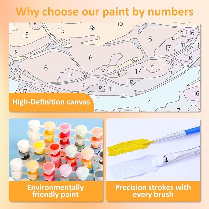 Paint by Numbers Kit for Kids with Frame, Volleyball Paint by Numbers for Kids Ages 4-8-12, DIY Volleyball Acrylic Oil Painting for Home Wall Art Decor Gift 7.8x7.8 inch (with Frame Easel)