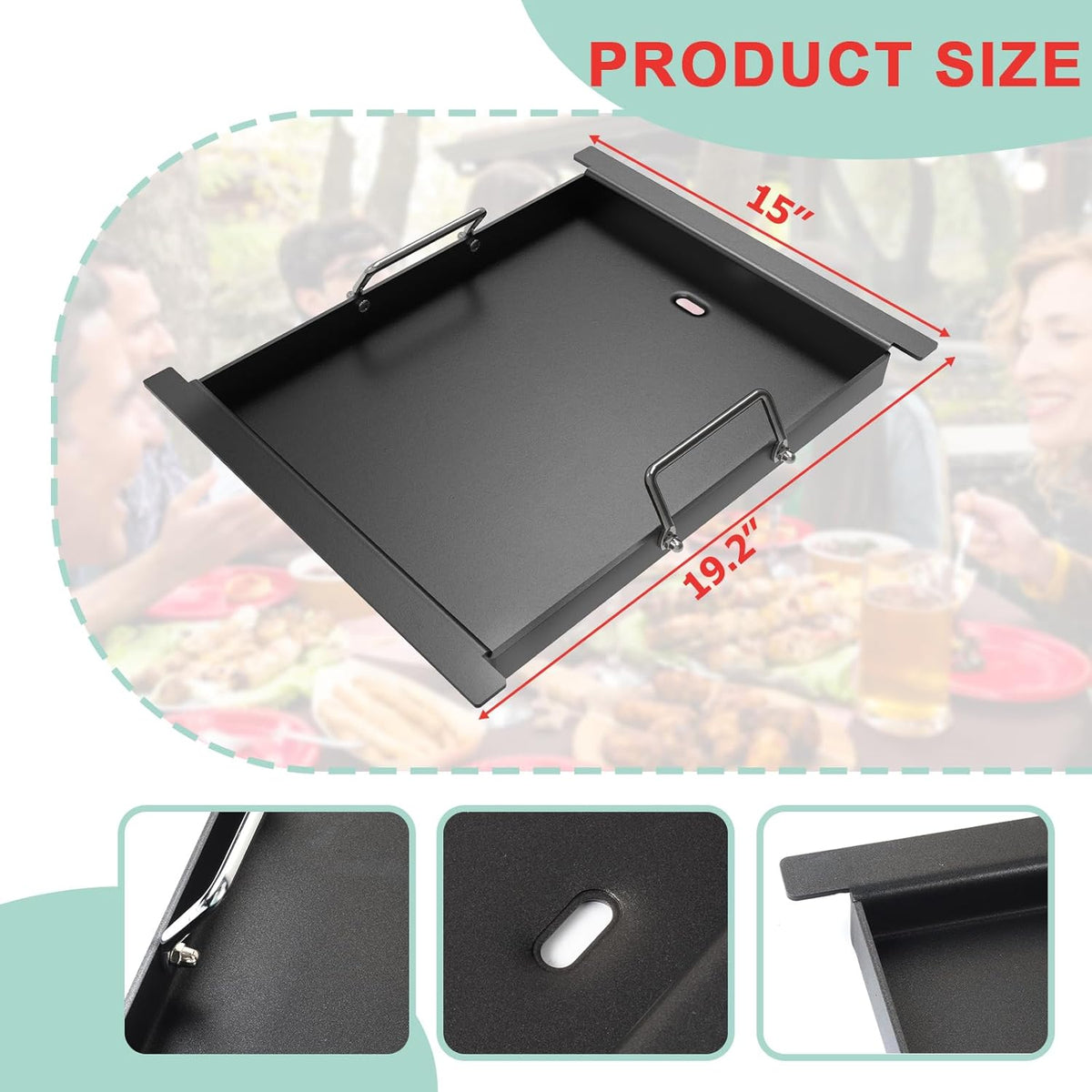 16517 Half Size Griddle Insert for Bull Grill 4 Burner Angus 41628 47628 41629, Griddle Plate for Outlaw 30" 26039 26038, for Bull Premium 18248 18249, Lion L75000 Grill Parts, Non-stick Carbon Steel