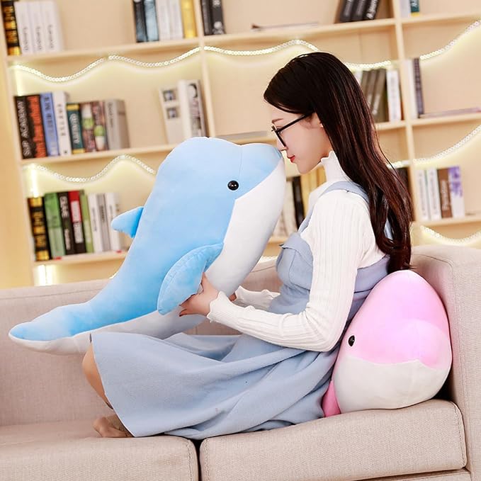 Dolphin Stuffed Animals Plush Pillows Soft Sea Animal Plush Dolls Stuffed Animal Plushies (PINK-15.2Inch)