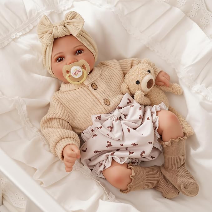 BABESIDE Reborn Baby Dolls Sunny - 17Inch Cute Soft Vinyl Realistic Baby Doll Poseable Smiling Real Life Baby Dolls with Complete Accessories for 3+ Years Old Gifts