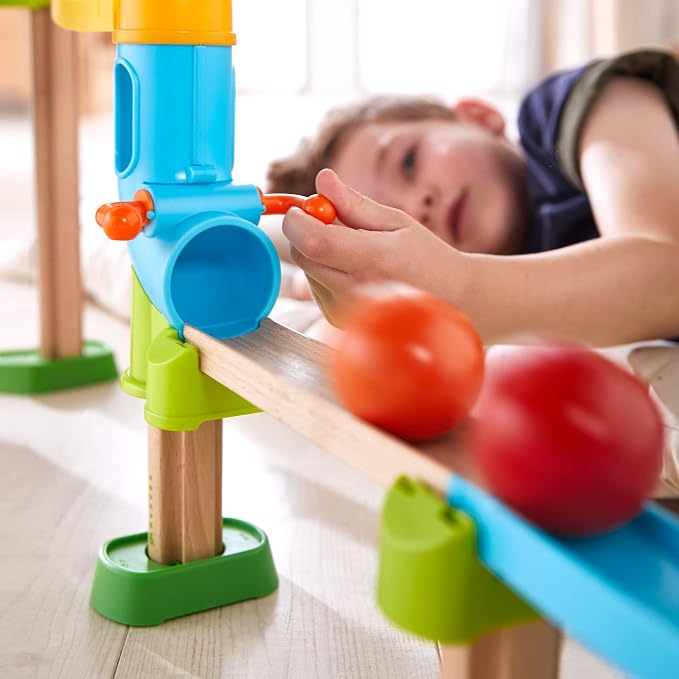HABA Kullerbu Traffic Jam Ball Track 33 Piece Set with Funnel