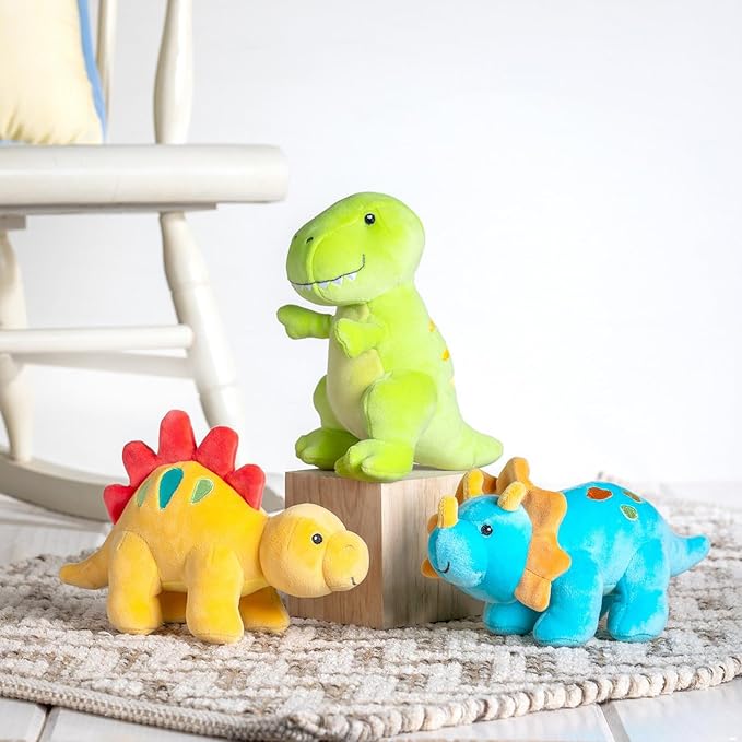 Mary Meyer Stuffed Animal Smootheez Pillow-Soft Toy, 7-Inches, Scales Blue Triceratops Dinosaur
