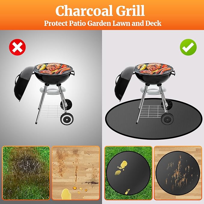 40" Round Fire Pit Mat for Solo Stove Bonfire/Under Grill Mat for Outdoor Grill Fireproof Waterproof Oil-Proof, 4 Layers Fireplace Mat BBQ Mat Solo Stove Mat Fire Pit Pad for Deck Patio Grass Smoker