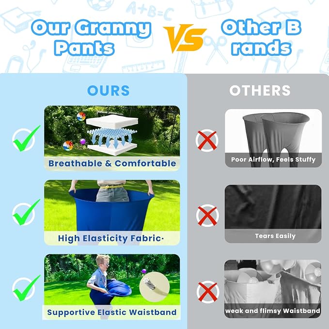 Granny Pants Yard Game, 4Pcs Granny Pants Outdoor Game for Adults and Kids, Giant Outdoor Tossing Games with 4 Oversized Pants & 12 Bouncy Balls, Family Reunion Party Field Game Set