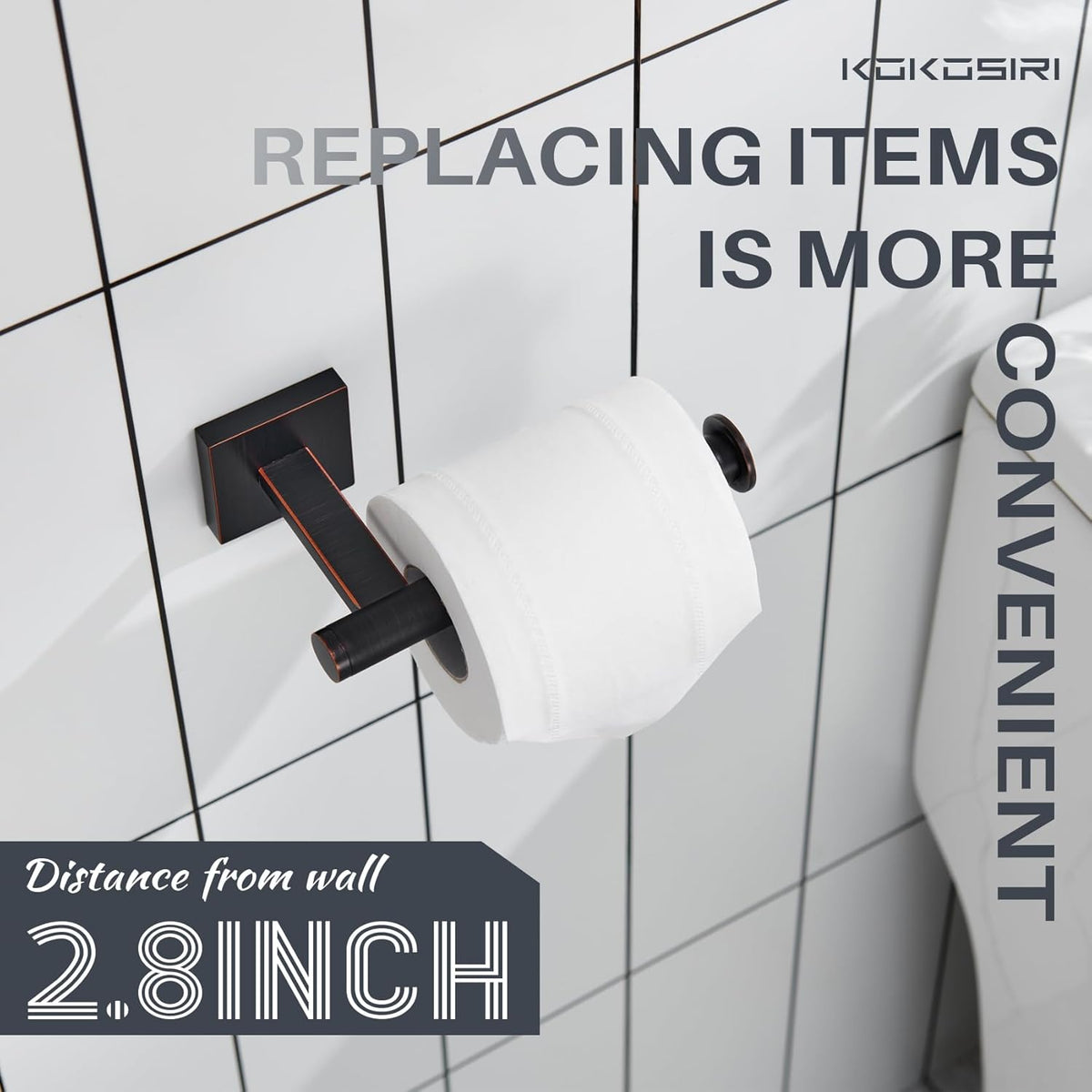 KOKOSIRI Toilet Paper Holder Oil Rubbed Bronze for Bathroom Kitchen Toilet Roll Holder Hold Mega Rolls Wall Mount, Stainless Steel 2 Pack, B2008ORB-P2