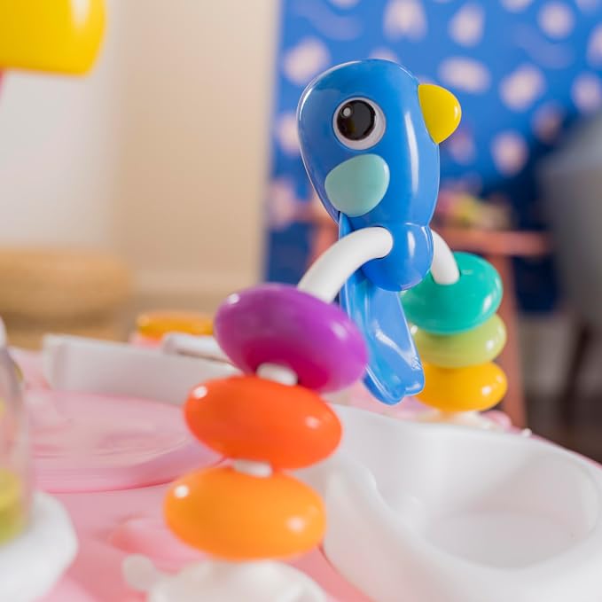Bright Starts Around We Go 2-in-1 Baby Walker, Discovery Activity Center and Table, Tropic Coral, Ages 6 Months+