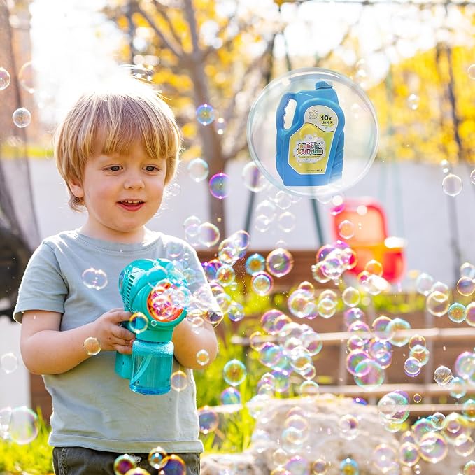 The Dreidel Company 2-Pack Ready Bubble Solution Refill for Bubbles Toys, Up to 2.5 Gallon, Non-Toxic Large 32oz Ready Liquid for Bubble Machine, Bubble Guns, Wands, Bubble Lawn Mower Toy