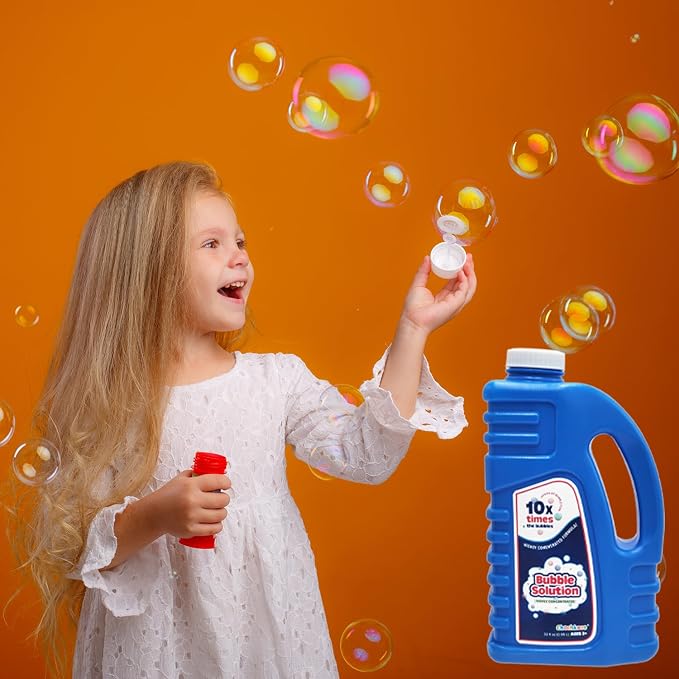 16 oz Concentrated Blue Bubble Solution Bottle with Handle, Refills up to 1.25 Gallons, Non-Toxic Concentrated Solution for Bubble Machines, Giant Bubble Wands, Bubble Gun and Blowers (8-Pack)