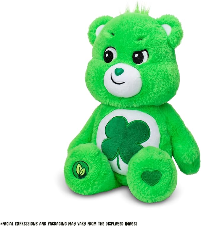 Care Bears 14" Good Luck Bear Plushie - Medium Size - Green Plush for Ages 4+ – Perfect Stuffed Animal Holiday, Birthday Gift, Super Soft and Cuddly – Gift For Girls and Boys, Collectors