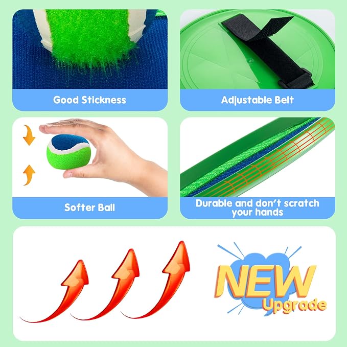 Beach Toys - Outdoor Games for Kids, Toss and Catch Ball Set with 6 Paddles 3 Balls, Gifts for 3 4 5 6 7 8+ Year Old Boys Girls Christmas Birthday, Perfect for Backyard, Parties, Camping, Family