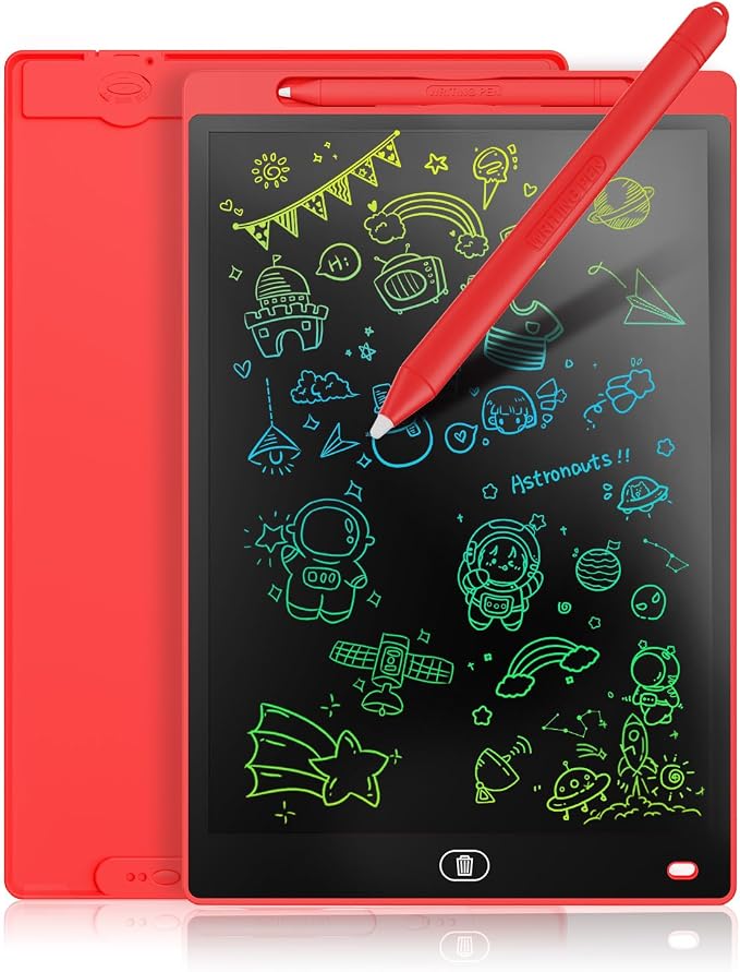 Genialba LCD Writing Board 8.5 Inches, Colourful Electronic Tablet, Portable Erasable Drawing Board, Graphic Tablet for Children's Games 3 4 5 6 7 Year Old Kid Boys Girls (Red)