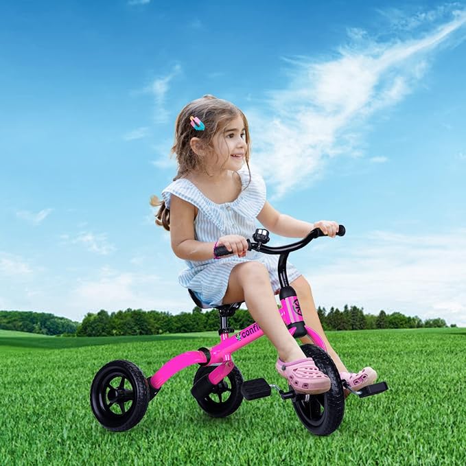 YGJT 3 in 1 Tricycle for Toddlers Age 2-5 Years Old, Folding Kids Balance Bike with Adjustable Seat and Removable Pedal, Toddler Bike Ride-on Toys for Infant, Gifts for Baby Boys Girls Birthday(Pink)