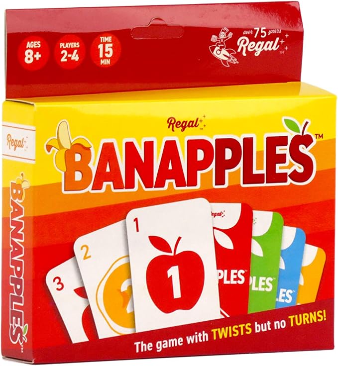 Regal Games Banapples Fun Card Game Set for Kids, Teens & Adults - 2-4 Player Card Games - Fun & Travel Playing Cards for Game Night (4 Decks, 40 Cards Each)