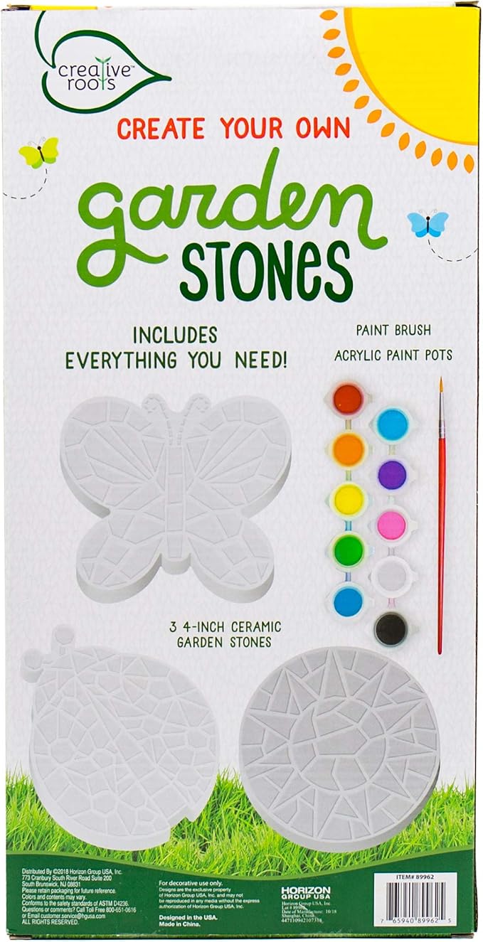 Creative Roots Paint Your Own Butterfly, Ladybug & Sun Stepping Stone by Horizon Group USA, 1 box of 3 count