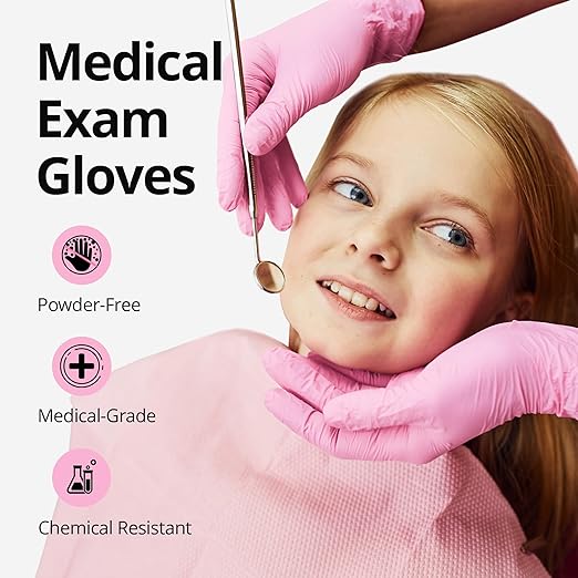 Pink Nitrile Gloves, 3-mil, Industrial Gloves Disposable Latex Free, for Cleaning & Esthetician, Rubber Powder-Free, 1000-ct Case (Small) Small (Pack of 1000)