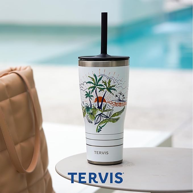 Tervis Traveler Disney The Little Mermaid Thoughtful Ariel Triple Walled Insulated Tumbler Travel Cup Keeps Drinks Cold & Hot, 30oz - with Straw Lid, Stainless Steel