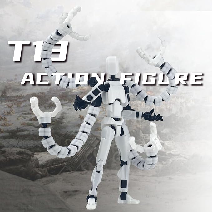 T13 Already Assembled Action Figure Accessories,T13 Multi-Jointed Movable,for Collectors Desktop Decorations t-13 Movability 3D Printed Toys (White, 7.2inch)