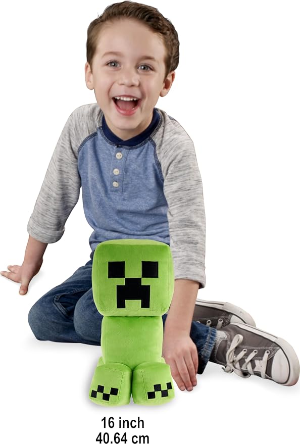 Mattel Minecraft Creeper Jumbo Plush Figure, Large 16-inch Soft Doll with Pixelated Design Inspired by The Video Game