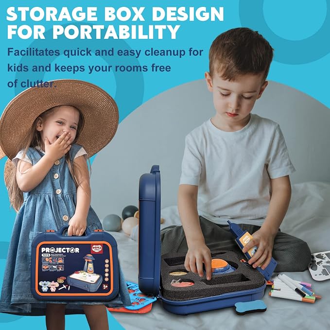 Drawing Kit 4-6, Drawing Projector for Kids, Art Sketch Projector Drawing and Tracing Include 64 Projection Image, Color Pen, Drawing Stencil, Kids Learn How to Draw Toys Set for Boys Girl Ages 3-5