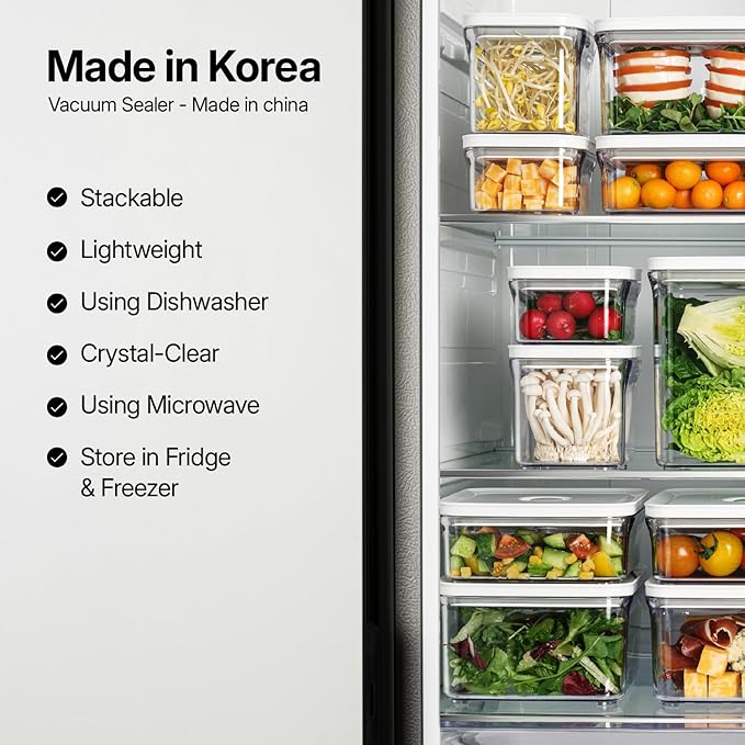 VAKUEN Premium Airtight Food Storage Containers, 3.28qt 1 Piece, Smart One-Click Seal Lid, No Hinges, Patented Double Silicone Lining, 100% Leak Proof, BPA-FREE, Dishwasher, Microwave Safe