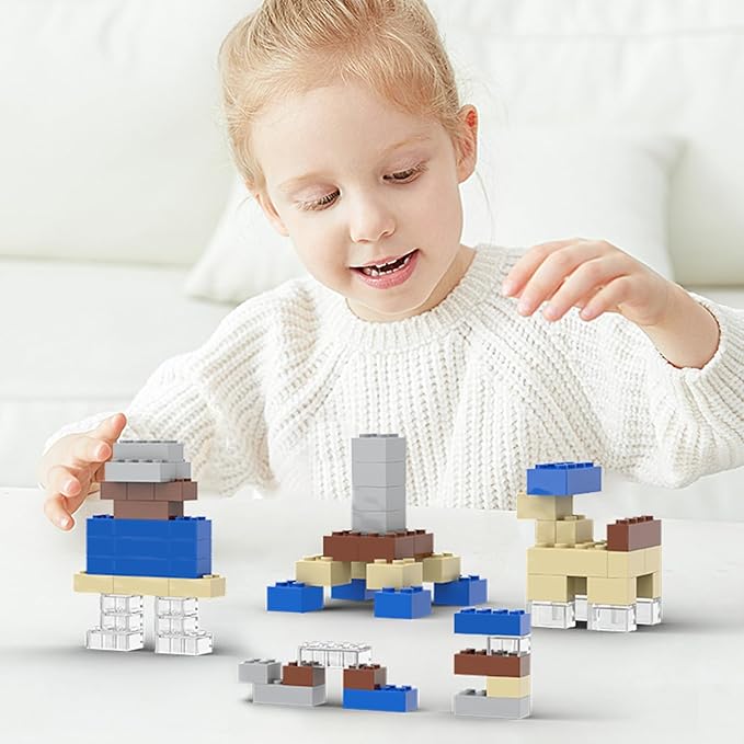 300 Pcs Classic Building Bricks, Blue Bulk Bricks,Compatible with and Major Brands Parts and Pieces, Creative Building Block Toys for Boys Girls Ages 6 7 8 9 10 Year Old