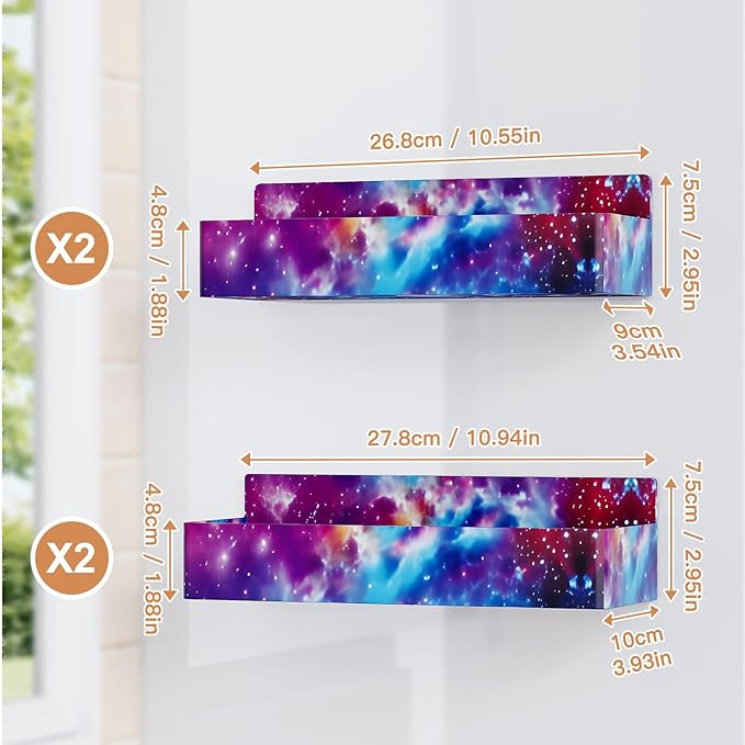 Magnetic Spice Rack for Refrigerator, Kitchen Organizer and Storage Shelf, Starry Sky(4 Pack)