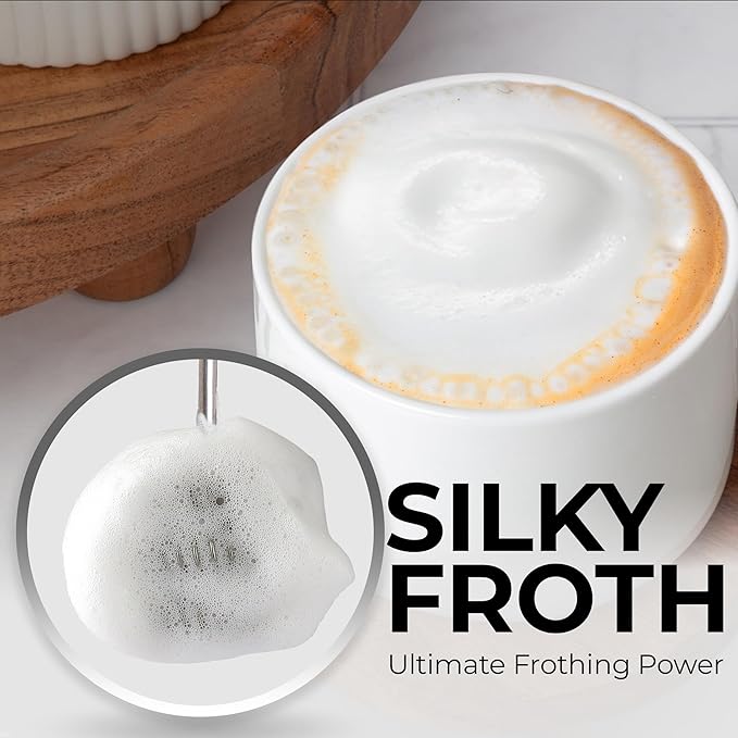 Zulay Kitchen Patented Tornado Triple Whisk Milk Frother with 4 Duracell Batteries – Handheld Foam Maker for Coffee, Lattes, Matcha & Hot Chocolate – Rich, Creamy Froth in Seconds - Obsidian Black