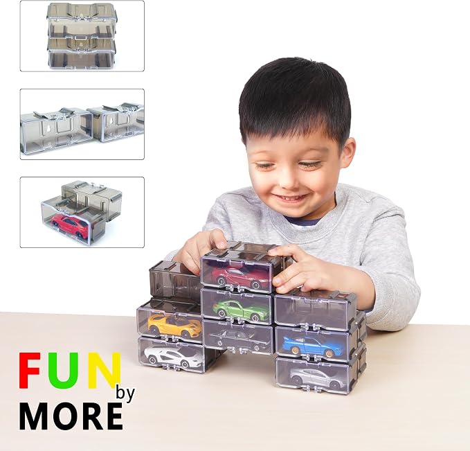 Toys Organizer Storage Case for Hot Wheels Car, for Matchbox Cars, for Mini Cars,1/64 Scale Hot Toy Wheels Display Case Holds 10/40 Cars，Interlocking Hot Car Wheels Storage (Black 40 PCS)