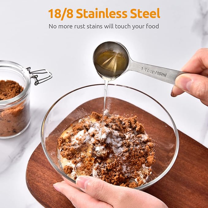 U-Taste 18/8 Stainless Steel Measuring Spoons Set for Dry and Liquid Ingredients(Set of 7), and Upgraded Measuring Cups and Spoons Set of 12 with Reinforced Welded Handle (Black)