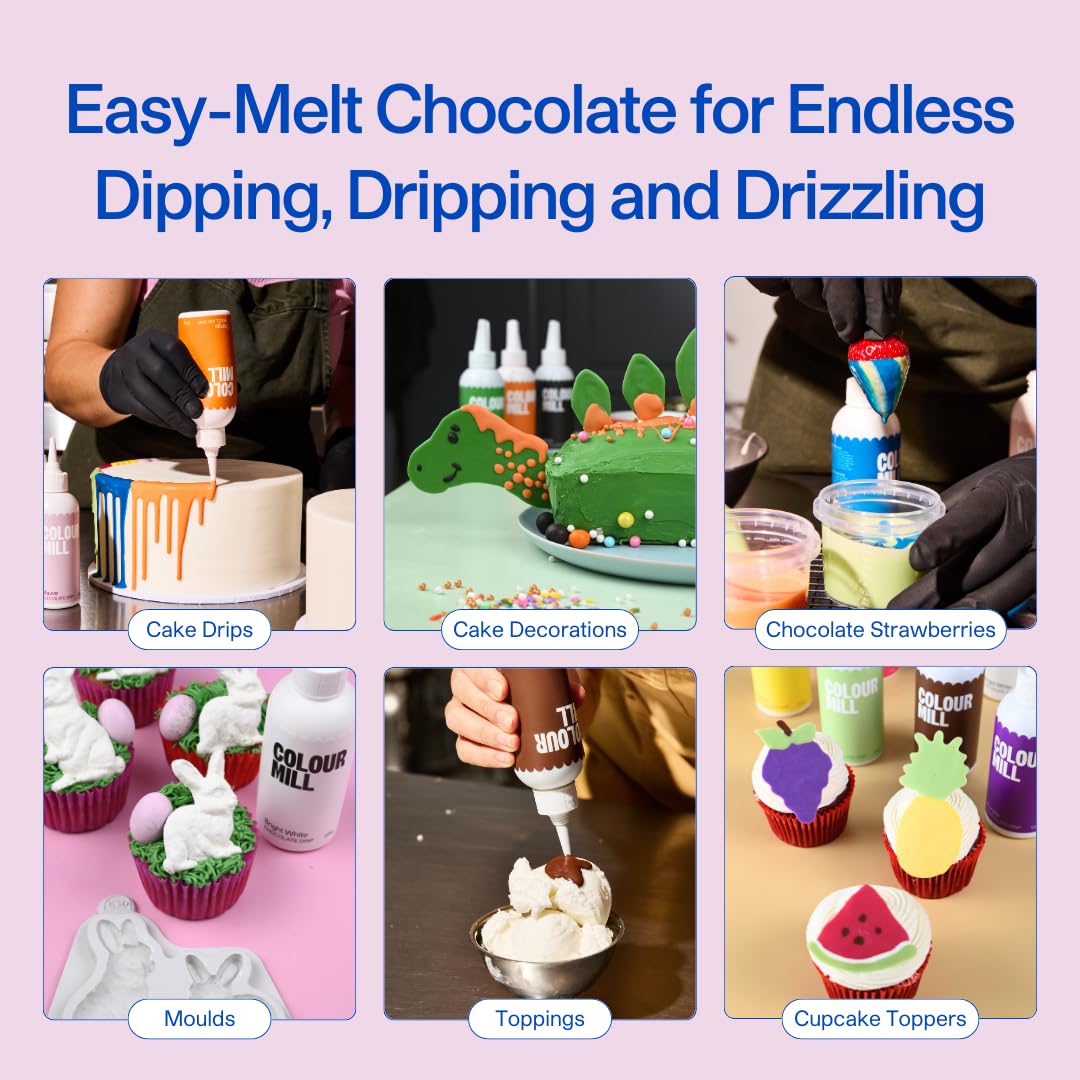Colour Mill Chocolate Drip Easy-Melt Drizzle for Desserts, 125 Grams Blush