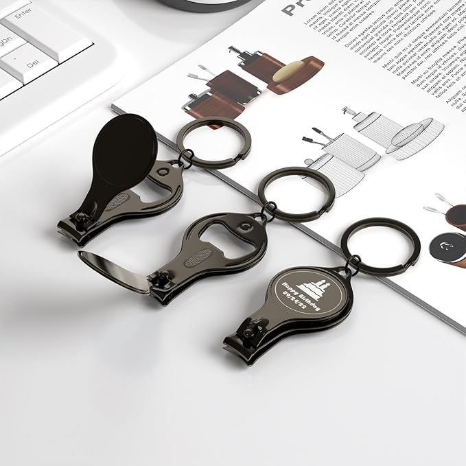 50pcs Personalized 4 in 1 Multi Function Bottle Opener, Nail Clipper, Wedding Favors Brewery, Private Customized, Black, Multitool Gifts for Men