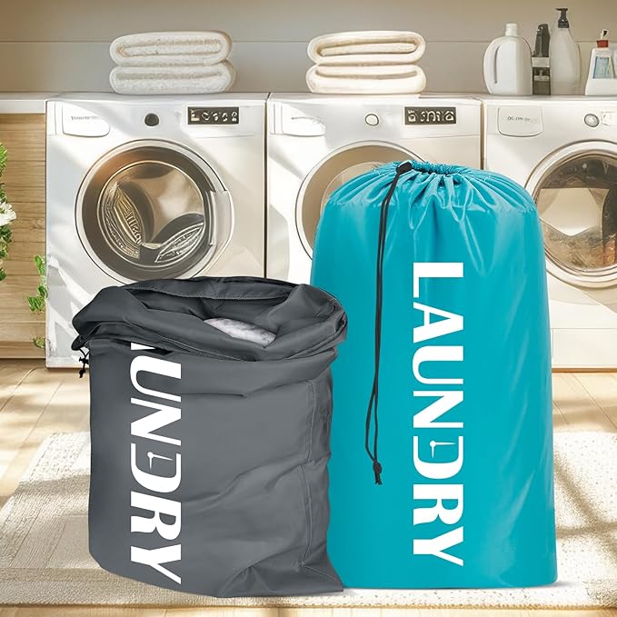 Sylfairy Laundry bags, 2 Pack Travel Laundry Bag for Dirty Clothes with Drawstring, Heavy Duty Laundry Bag for Traveling Camping, Easy Fit a Laundry Hamper or Basket Travel Essentials