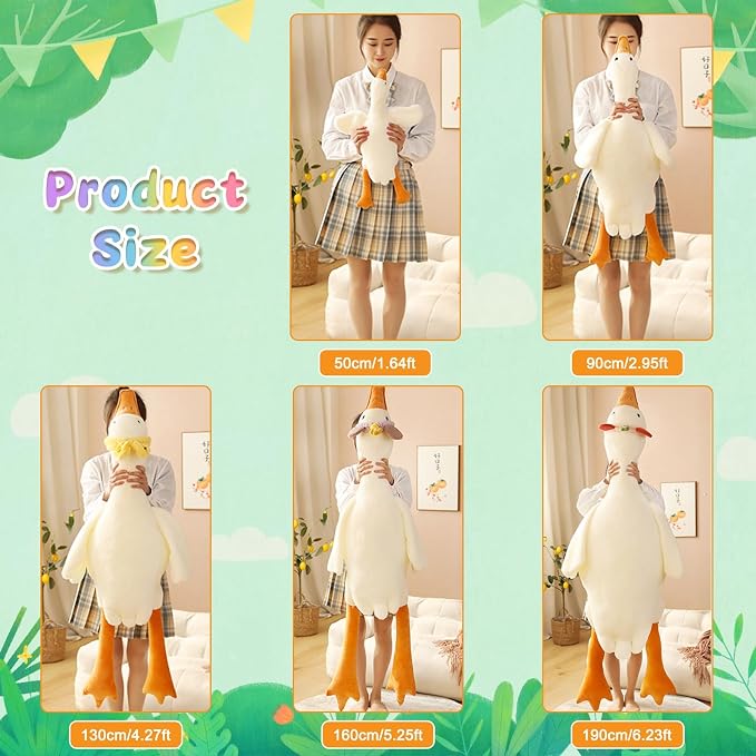 CottonStar Goose Stuffed Animal 51 Inch Plush Doll Toy, Cute Duck Plush Cushion Soft Huge Plushies Pillow, Gift for Kids and Friends, White