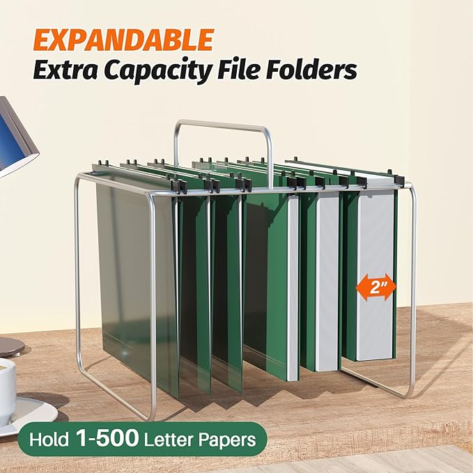 Plastic Hanging File Folders,Letter Size,Reinforced Hang Folders,Standard File Folders for Filing Cabinet,Plastic Hanging Folders,1/5-Cut Tabs,Designed for Home and Office,Green,12 Pack