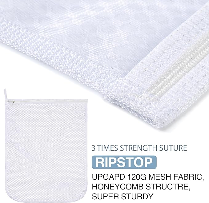 3 pcs Durable Honeycomb Mesh Laundry Bags for Delicates 16" x 19" (2 Large) 12" x 15" (1 Medium)