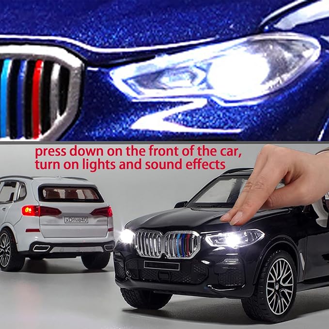 Toy Cars 1/32 Metal Model Car Toys with Light and Sound Pull Back Collectible Model for Kids Gift Toy(Black)