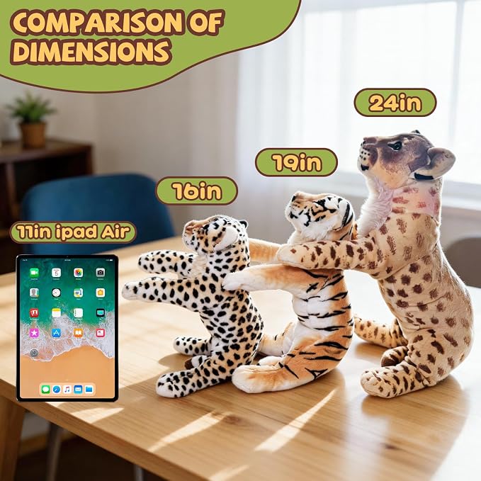 Cheetah Stuffed Animal 23.6" Large Leopard Stuffed Animal Cheetah Stuffy Big Leopard Plush Toys Cute Realistic Stuffed Animals Jaguar Plush Birthday Graduation Gift for Girls Boys