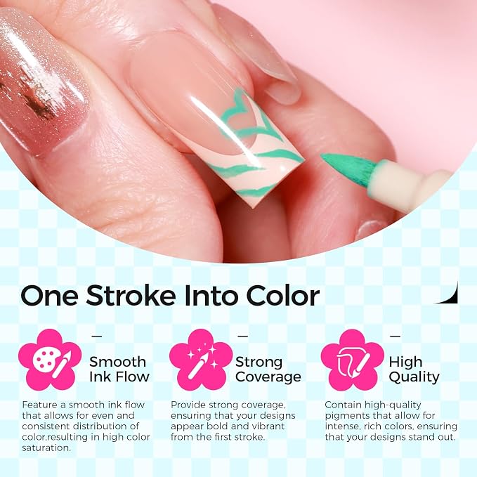 18 Color 3D Nail Art Pens Set, 0.7MM Nail Polish Pens for Nail Art Dotting Pen Drawing Painting Liner Brush for DIY Nail Design, Home & Salon Manicure Tools