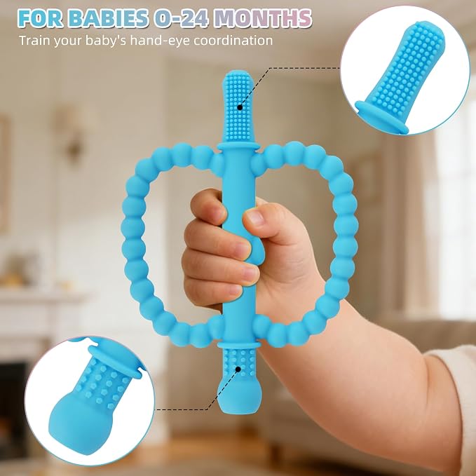 Fu Store Hollow Teether Tube 2 Pack Apple Shape Chew Straw Sensory Toy for Infant Toddlers Silicone Tubes Teething Toys for Babies 0-6 0-12 0-36 Months Gifts Teething Relief Soothing Gums