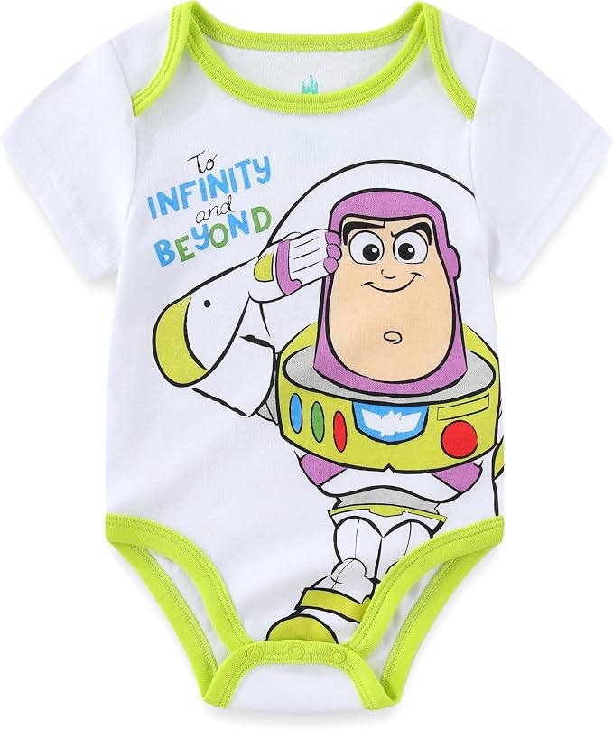 Disney Baby Toy Story Mickey Mouse Cars Winnie the Pooh Boys 3 Pack Bodysuit Creeper for Newborn and Infant