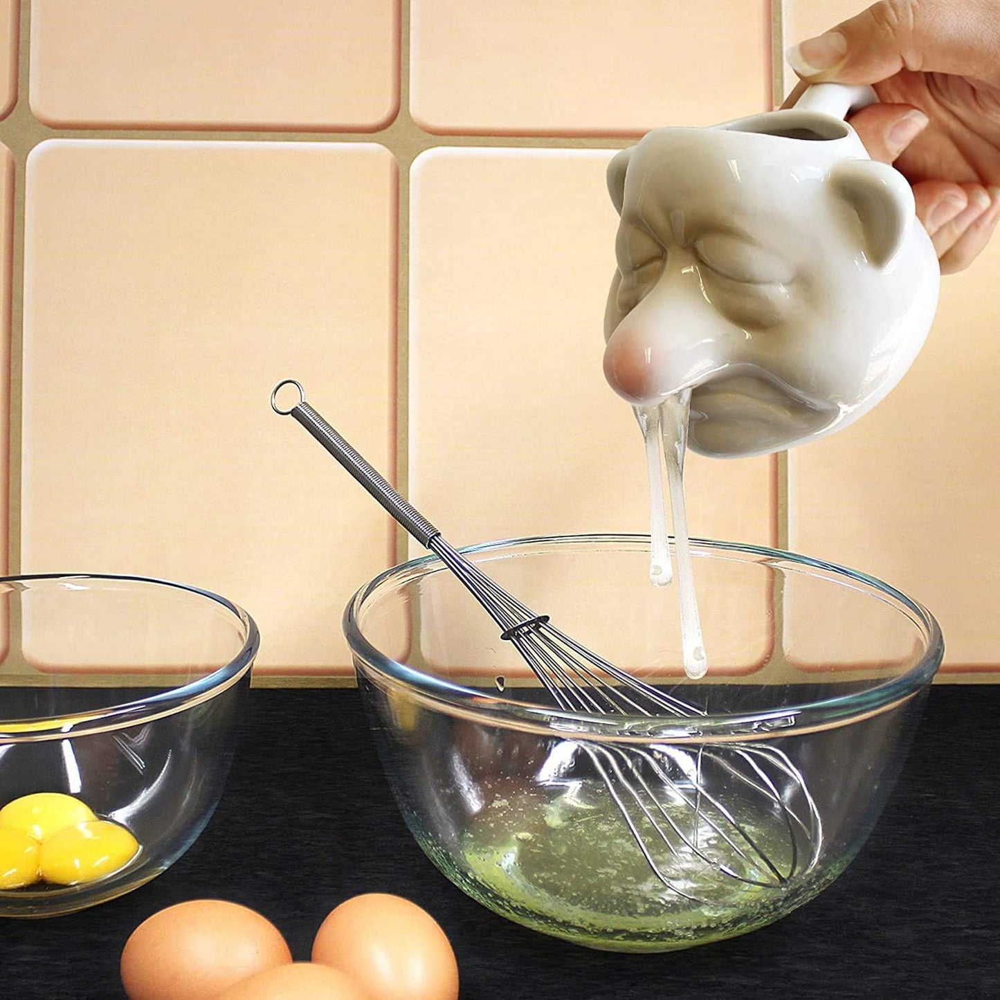 Egg Yolk Separator, Egg separator For Raw Eggs, Red Nose Ceramic Funny Egg Yolk White Separator, for Household Bakery Baking Liquid Separation Kitchen Separator Divider Egg Tools
